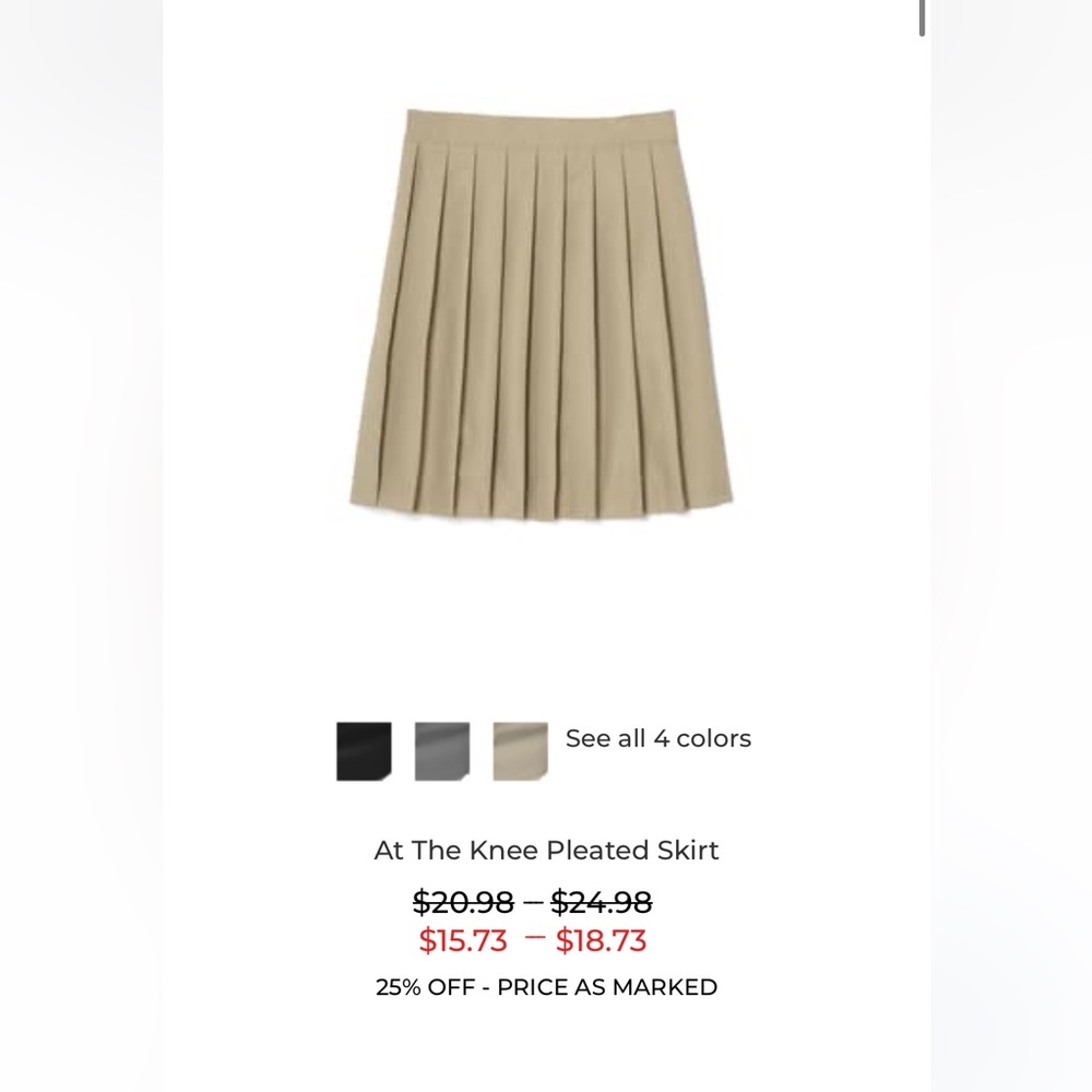 FRENCH TOAST Beige Pleated Girls Skirt